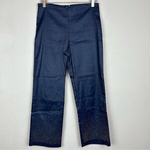 KriziA d. Glitter Dot Cropped Straight Leg Dark Wash Blue Pants